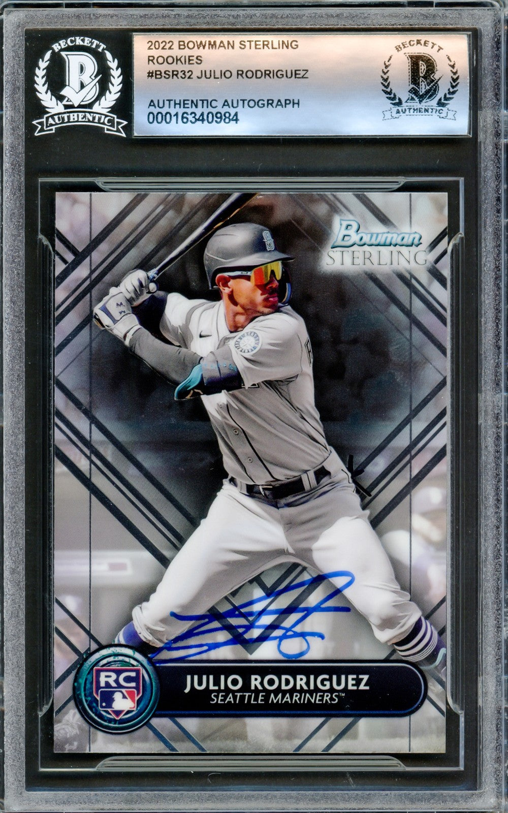 Julio Rodriguez Signed 2022 Bowman Sterling Rookies Card BSR32 Mariners Beckett