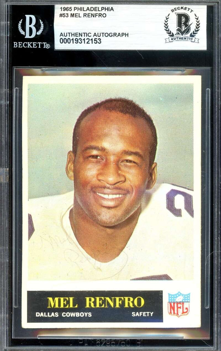 Mel Renfro Beckett BAS Vintage Signed 1965 Philadelphia Rookie Autograph