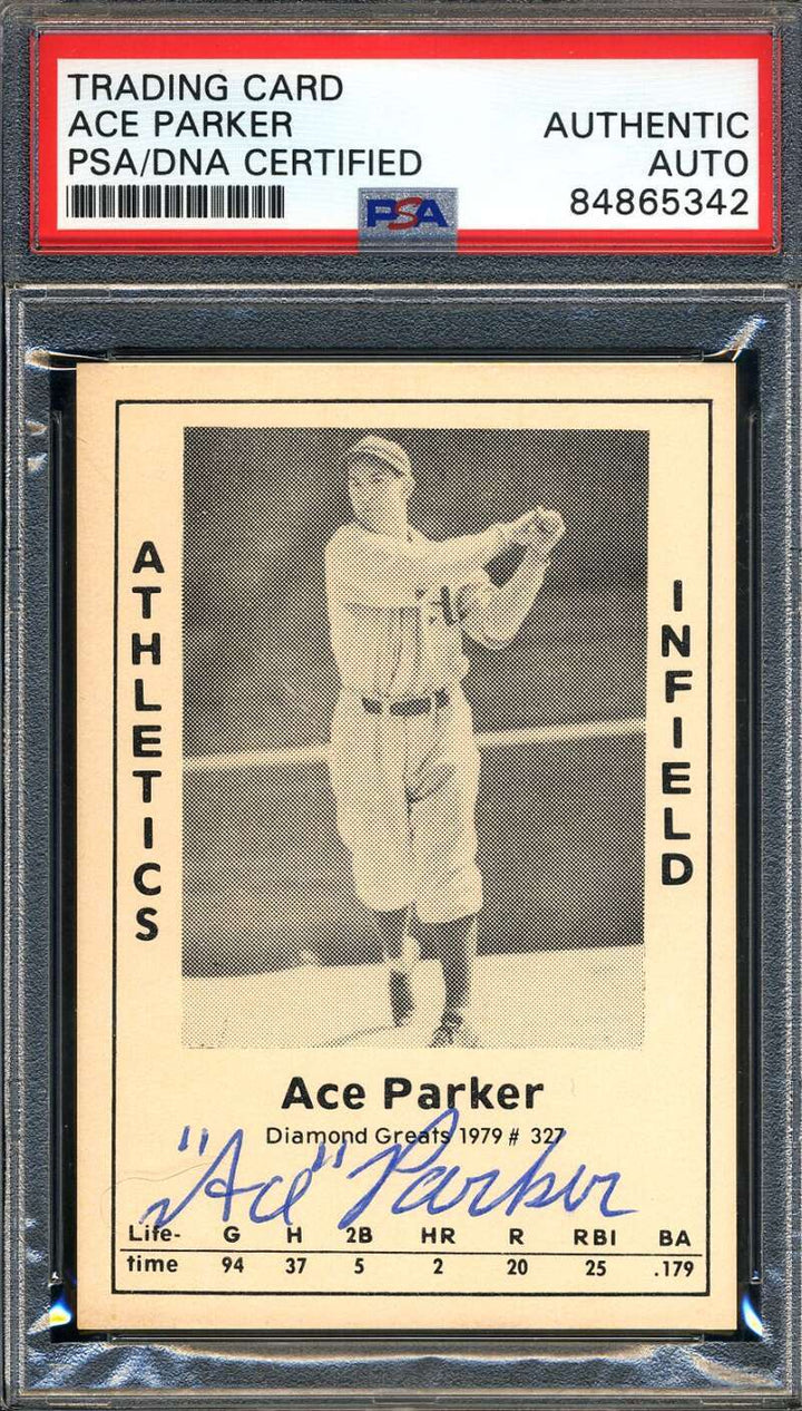 Ace Parker PSA DNA Signed 1979 Diamond Greats Autograph