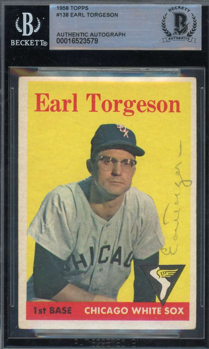 Earl Torgeson Beckett BAS Signed 1958 Topps Autograph
