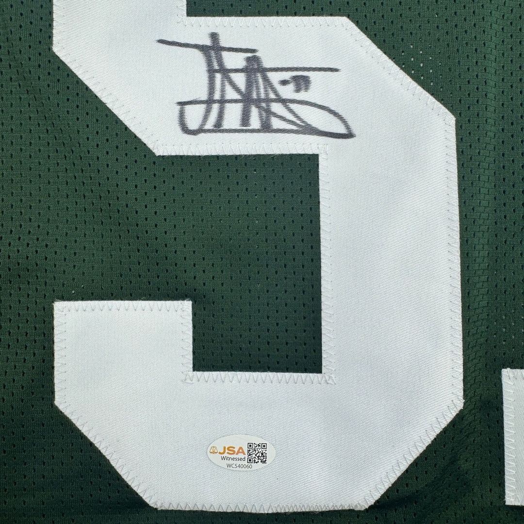 Autographed/Signed Jonathan Vilma New York Green Football Jersey JSA COA