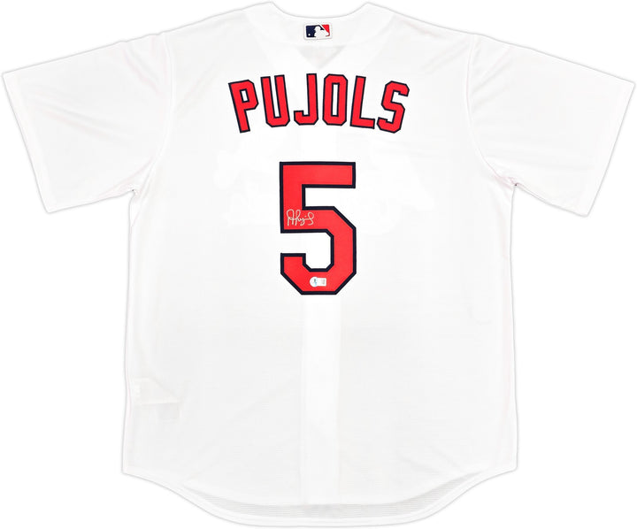 St. Louis Cardinals Albert Pujols Signed White Nike Jersey Size L Beckett Wit