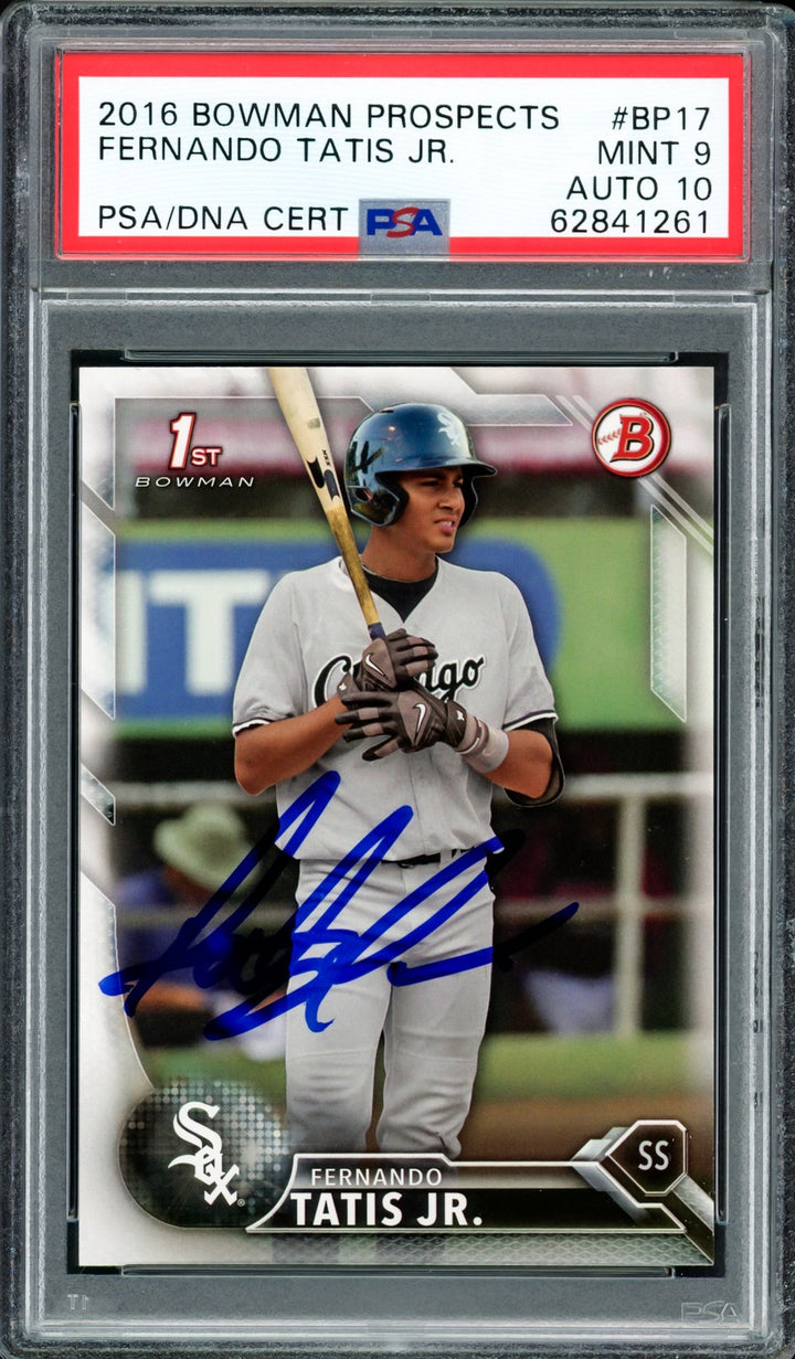 Fernando Tatis Jr. Signed 2016 Bowman Prospects RC BP17 PSA 9 Sig 10 PSA/DNA