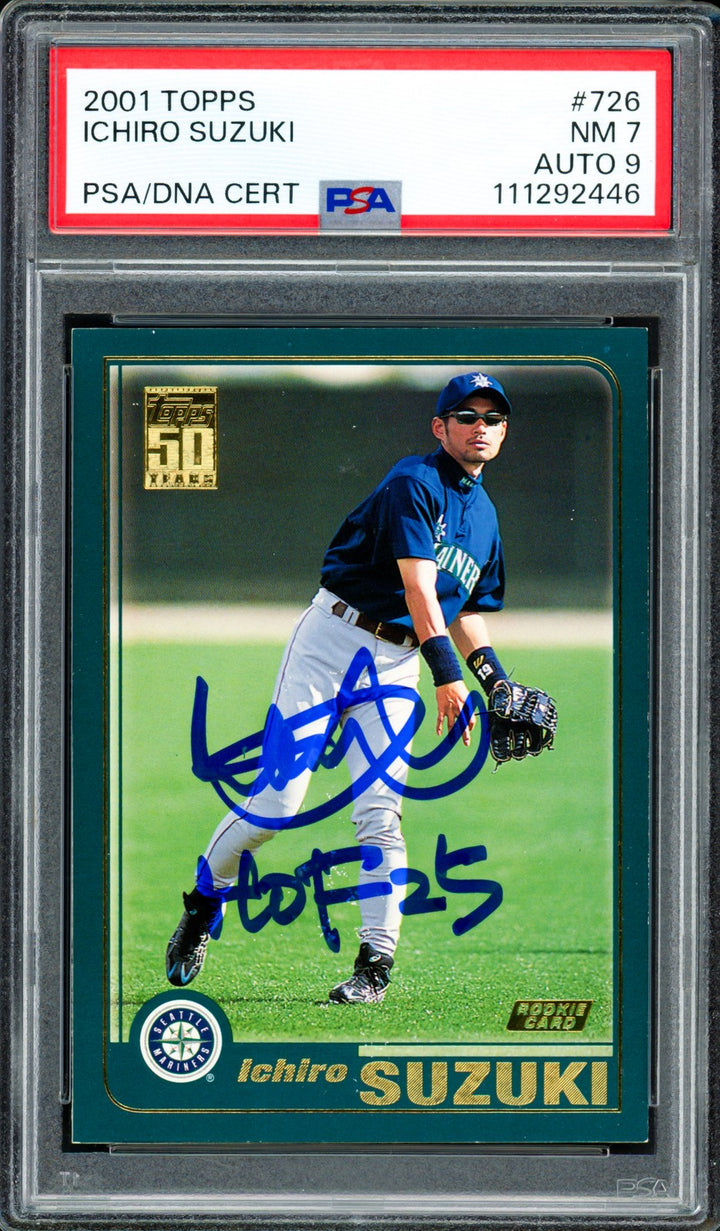 Ichiro Suzuki Auto 2001 Topps RC 726 Mariners PSA 7 Sig 9 HOF 25 PSA/DNA 1292446