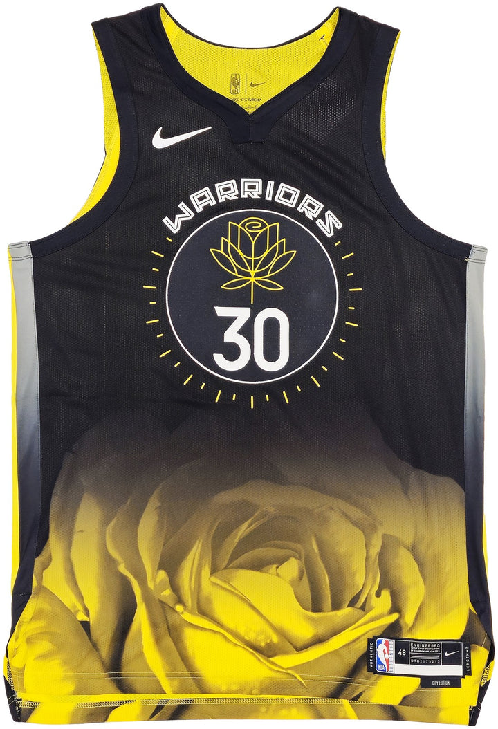 Warriors Stephen Curry Auto Black Nike Authentic City Jersey 48 +2 Beckett
