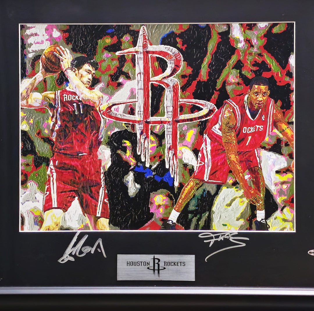Yao Ming & Tracy McGrady Auto Framed 10x13 Photo Art Display Rockets UDA Beckett