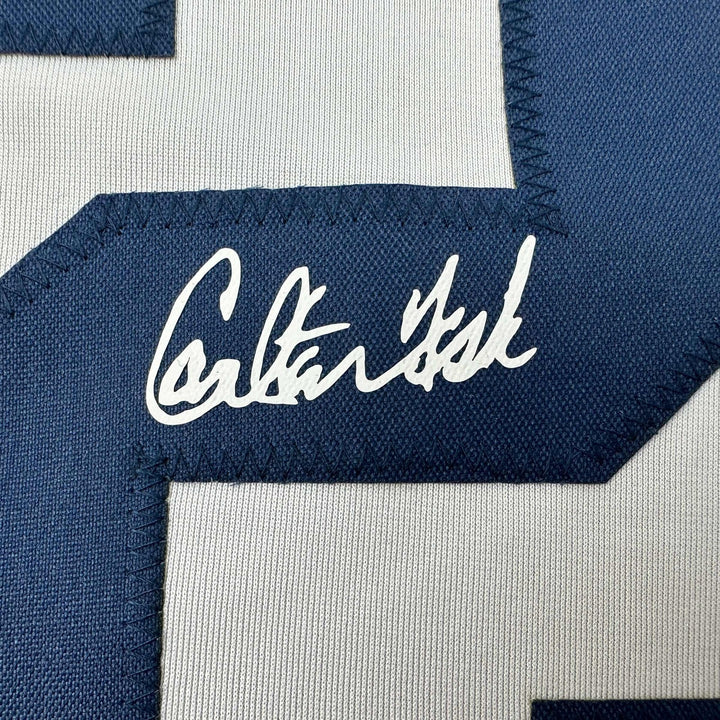 Facsimile Autographed Carlton Fisk Chicago White Retro Reprint Jersey Men's XL