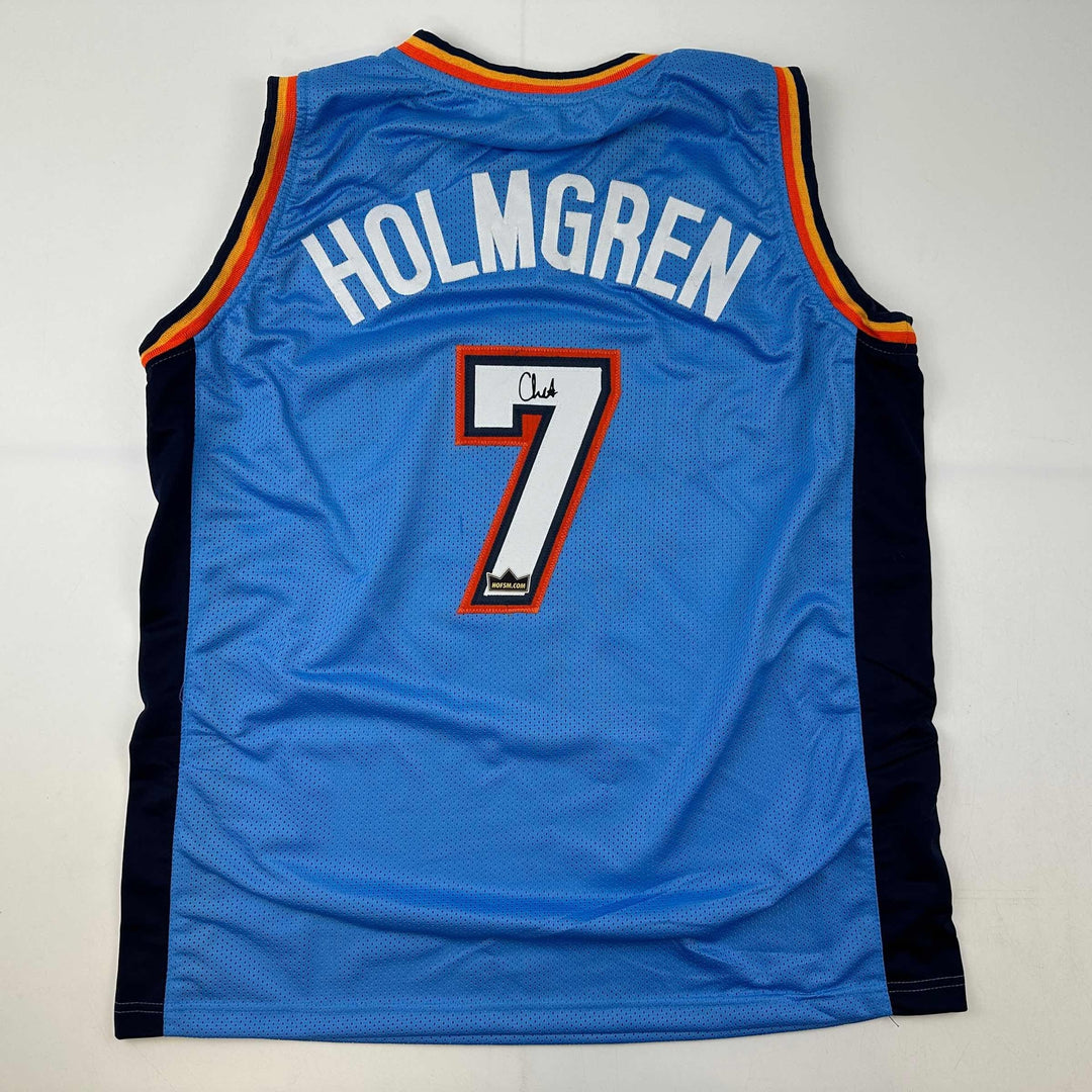 Facsimile Autographed Chet Holmgren Oklahoma City Blue Reprint Jersey Men's XL