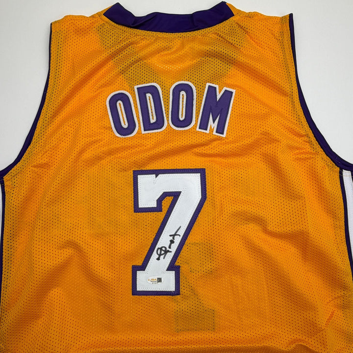 Autographed/Signed Lamar Odom Los Angeles Yellow Basketball Jersey JSA COA