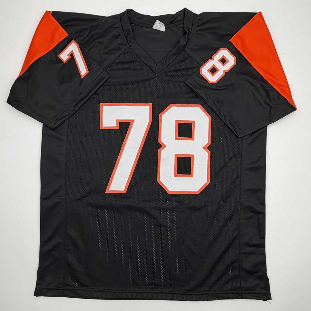 Autographed/Signed Anthony Munoz HOF 98 Cincinnati Black Jersey JSA COA