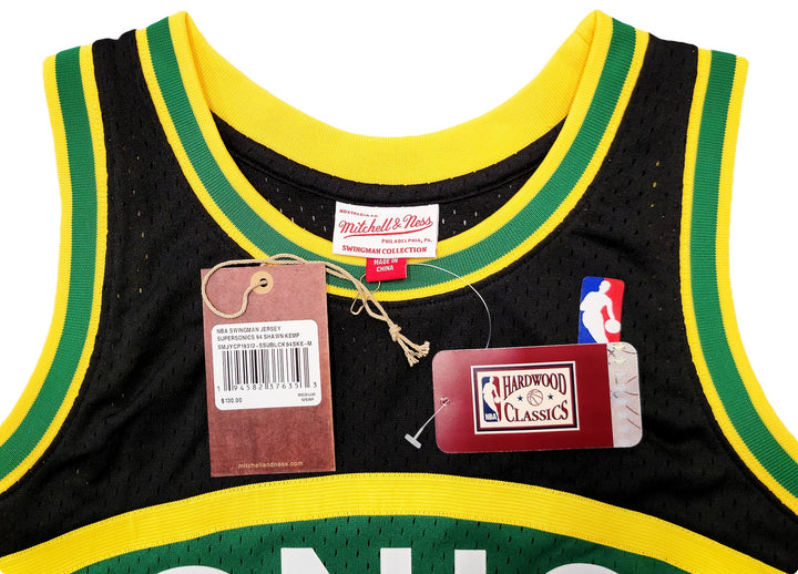 Sonics Shawn Kemp Auto Black AUTH Mitchell Ness HWCs Swingman Jersey M Reign Man