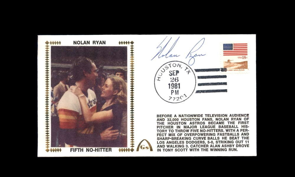 Nolan Ryan PSA DNA Signed 1981 First Day Cover Cache FDC 5th No Hitter Autograph