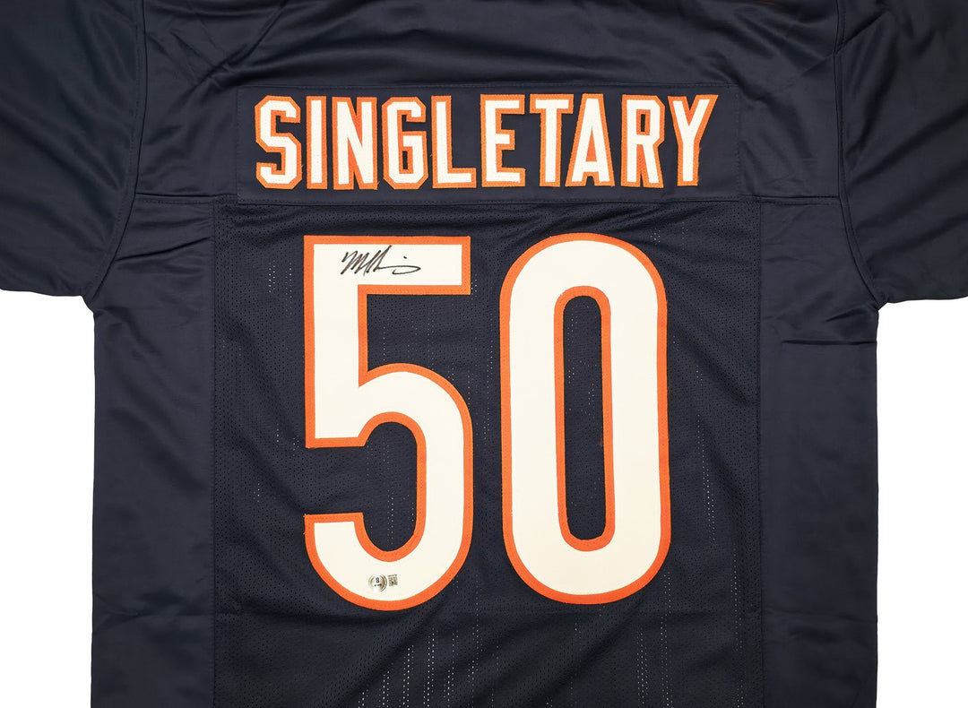 Chicago Bears Mike Singletary Signed Blue Jersey Beckett Witness