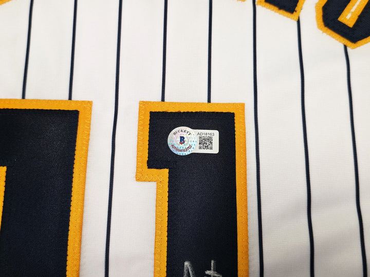 Milwaukee Brewers Jackson Chourio Signed White Jersey Beckett