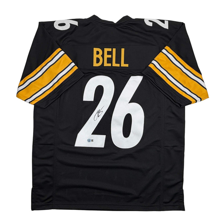 Autographed/Signed Le'Veon LeVeon Bell Pittsburgh Black Football Jersey Beckett