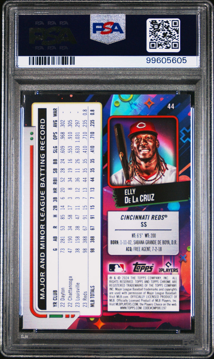 Graded 2024 Topps Cosmic Chrome Elly De La Cruz #44 RC Baseball Card PSA 1