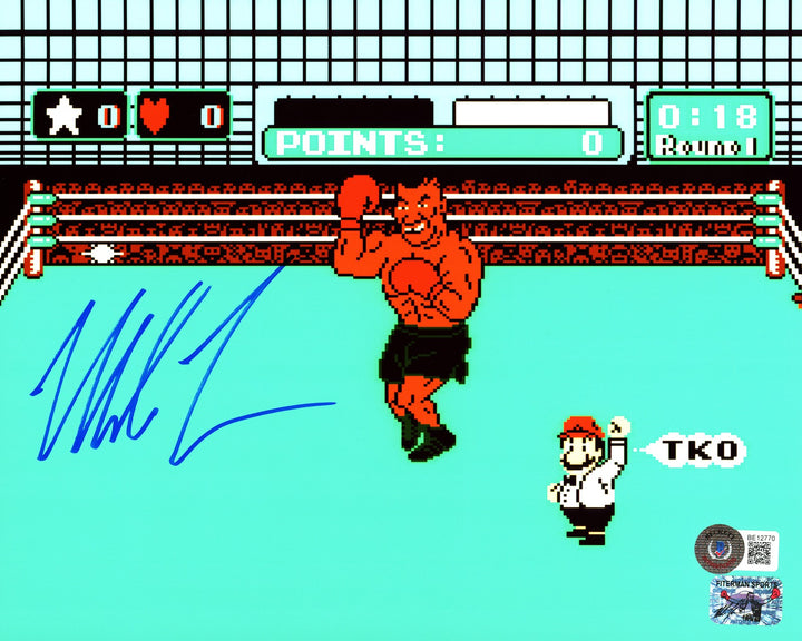Mike Tyson Signed 8x10 Photo Nintendo Punch-Out!! With NES Controller BAS QR