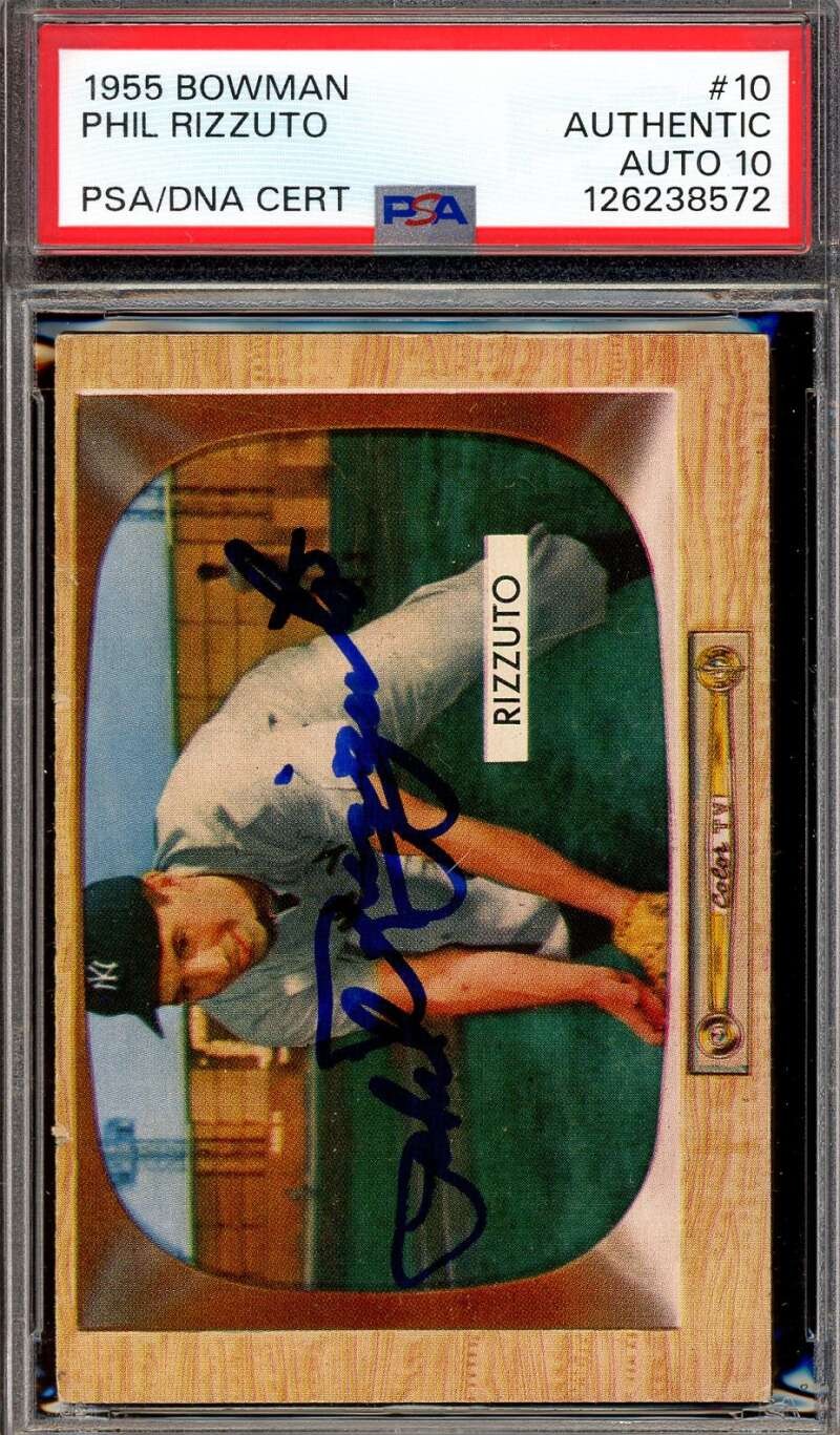 Phil Rizzuto Gem Mint 10 PSA DNA Signed 1955 Bowman Autograph