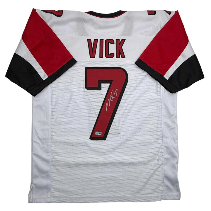 Autographed/Signed MICHAEL MIKE VICK Atlanta White Jersey PSA/DNA COA