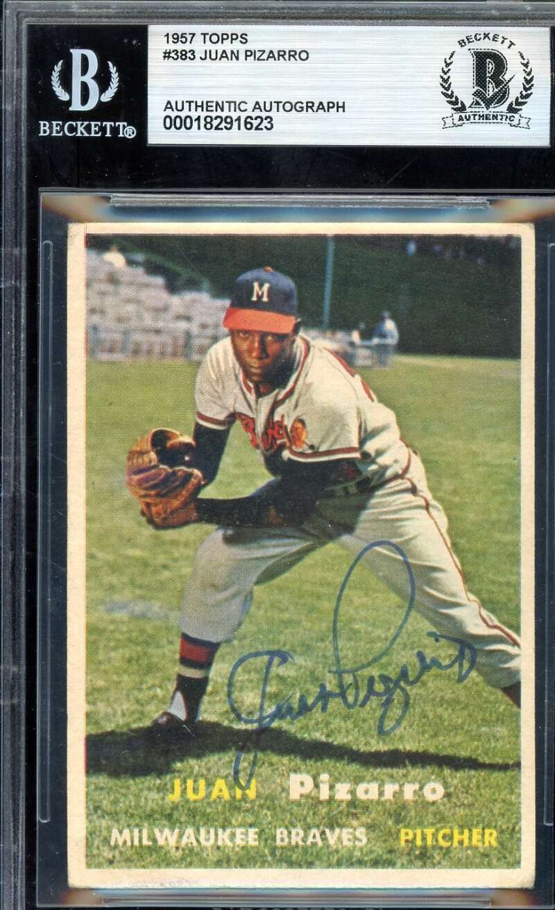 Juan Pizarro Beckett BAS Signed 1957 Topps Autograph