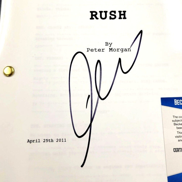 Daniel Bruhl signed Rush Full Movie Script Autograph (A) ~ Beckett BAS COA