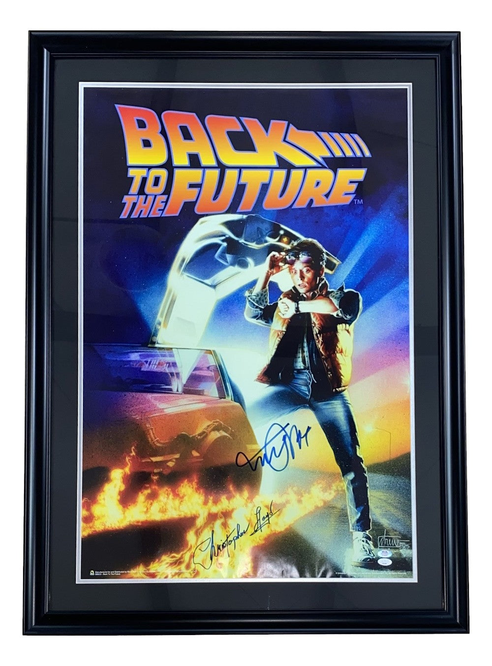 Michael J Fox Christopher Lloyd Signed Framed BTTF Poster PSA+JSA Hologram
