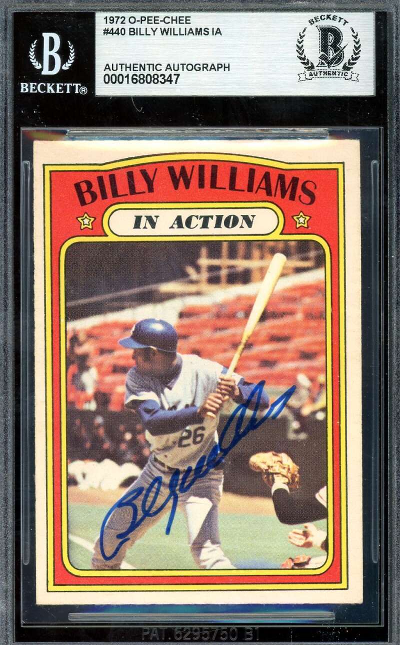 Billy Williams Beckett BAS Signed 1972 O-Pee-Chee In Action Autograph