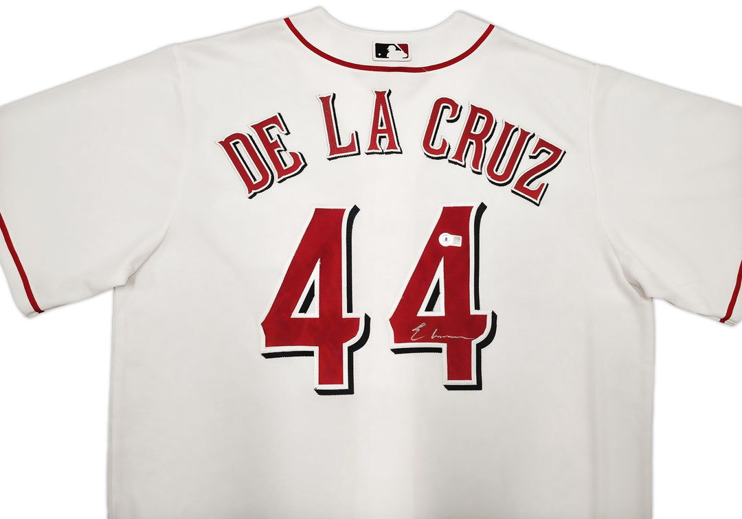 Cincinnati Reds Elly De La Cruz Signed White Nike Jersey Size XL Beckett Witness