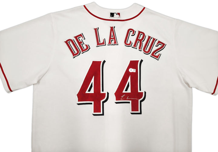 Cincinnati Reds Elly De La Cruz Signed White Nike Jersey Size XL Beckett Witness