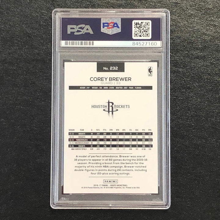2016-17 NBA Hoops #232 Corey Brewer Signed Card AUTO PSA Slabbed Rockets