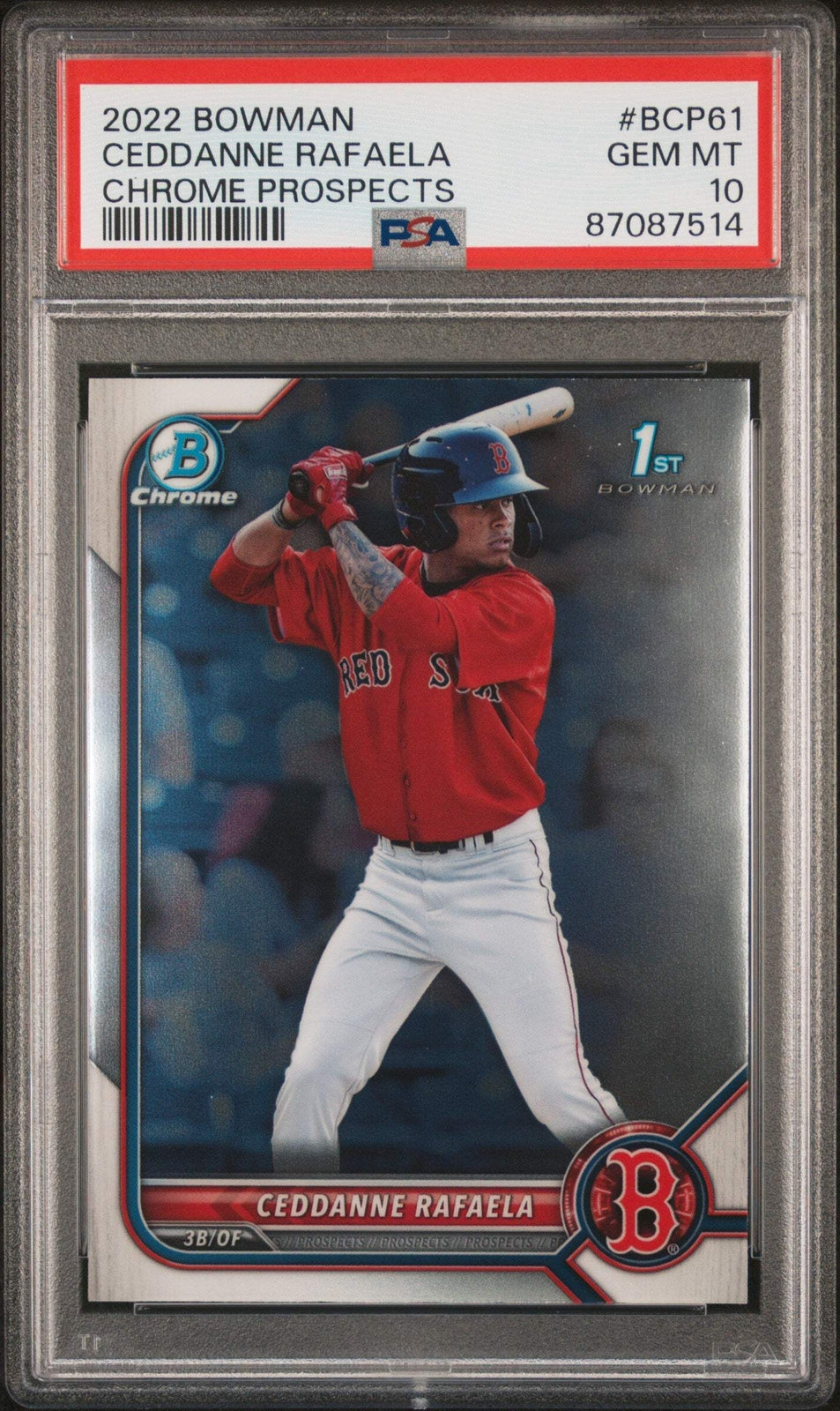 Graded 2022 Bowman Ceddanne Rafaela #BCP61 Chrome Prospects Baseball Card PSA 10