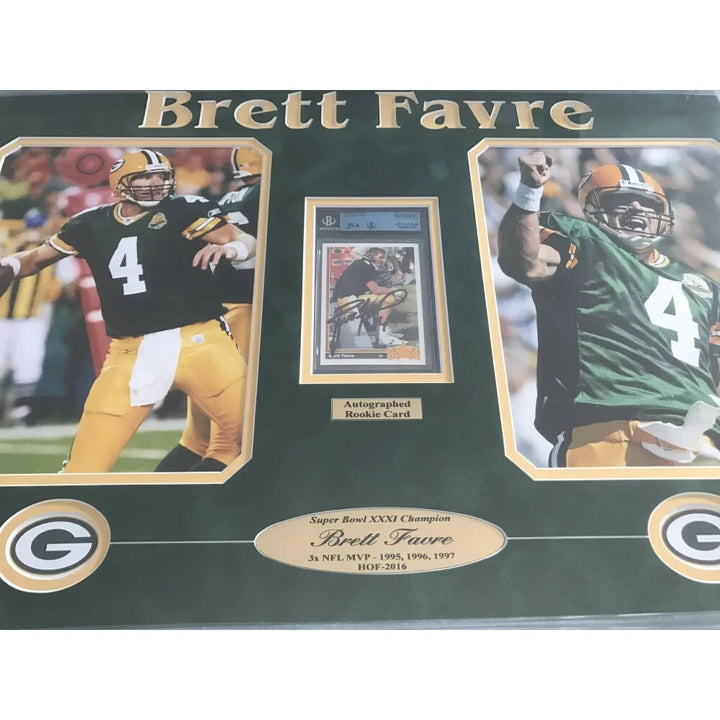 Brett Favre Signed Rookie Card Framed BAS Rookie Card Autographed Packers RC