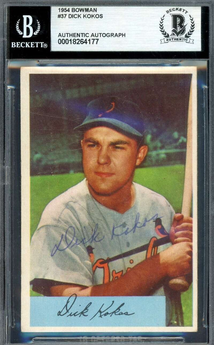 Dick Kokos Beckett BAS Signed 1954 Bowman Autograph