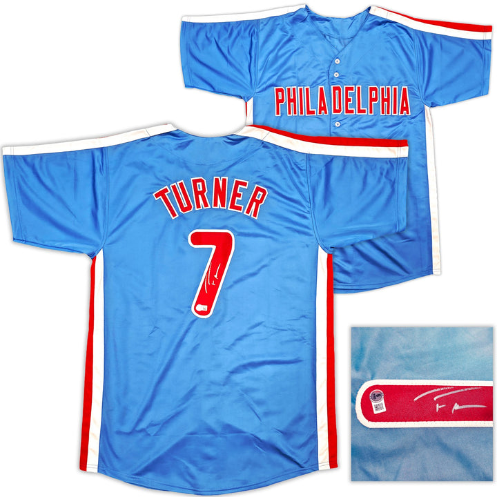Philadelphia Phillies Trea Turner Signed Blue Jersey Beckett Witness