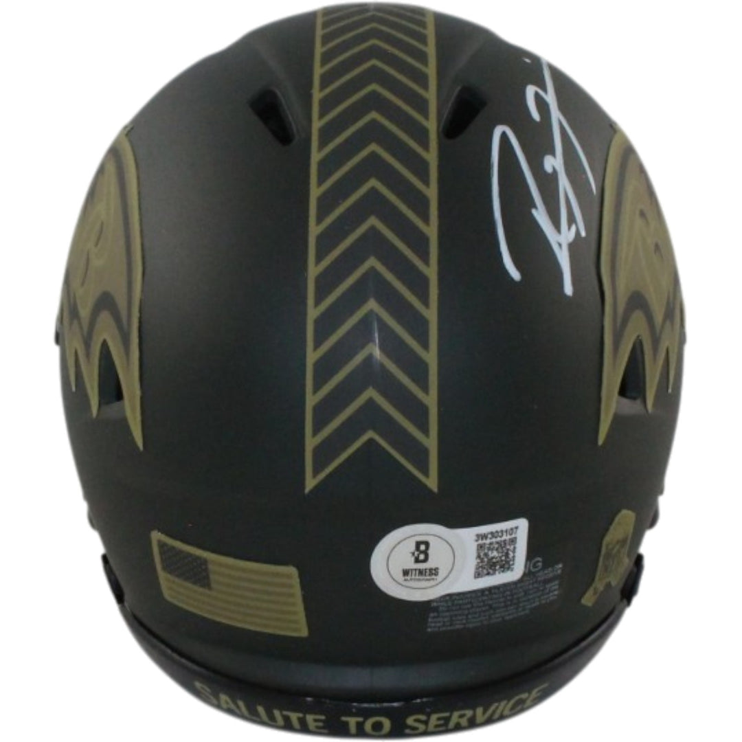 Ray Lewis Autographed Baltimore Ravens 25 STS Mini Helmet Beckett W 55628