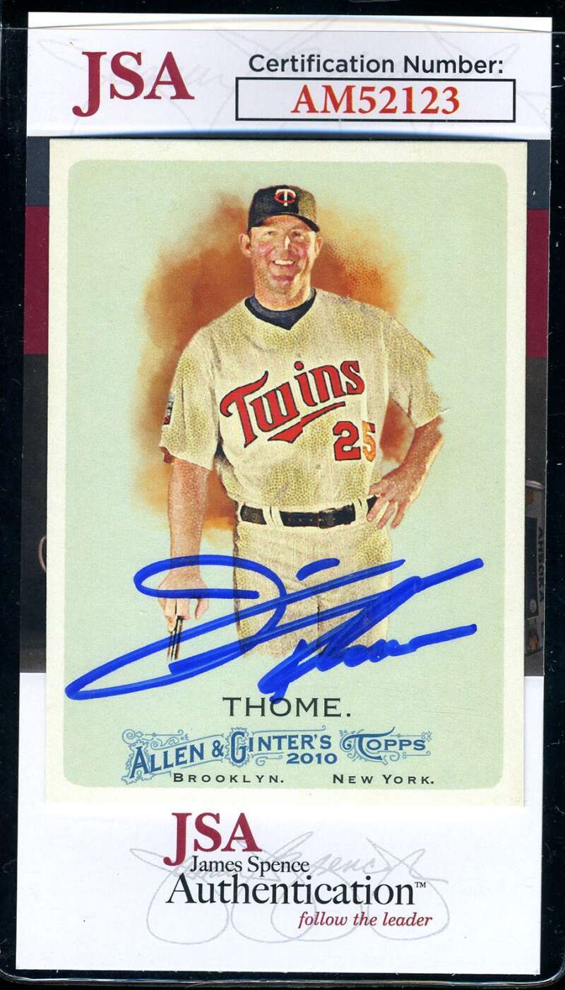 Jim Thome JSA Coa Signed 2010 Topps Allen and Ginter Autograph