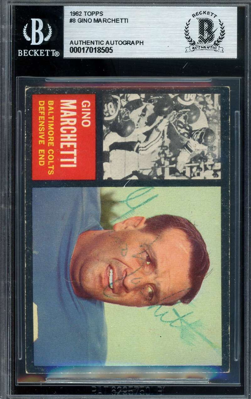 Gino Marchetti Beckett BAS Signed 1962 Topps Autograph
