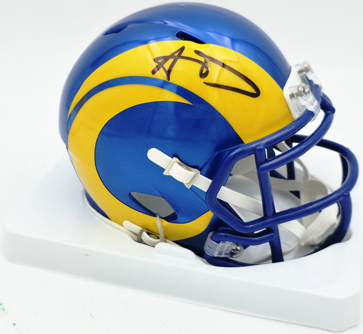 Aaron Donald Signed Rams Flash Blue Speed Mini Helmet Beckett Witness #4W544970