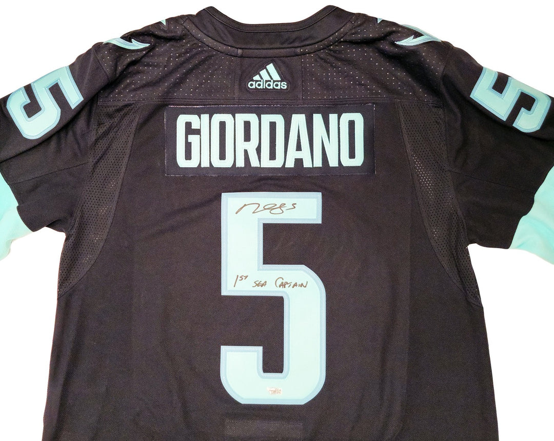 Kraken Mark Giordano Auto Navy Adidas Inaugural Jersey Size 54 "1st Sea Captain"