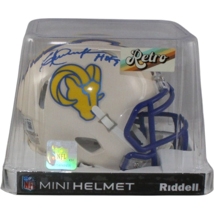Eric Dickerson Autographed Los Angeles Rams Retro Mini Helmet Beckett 56421