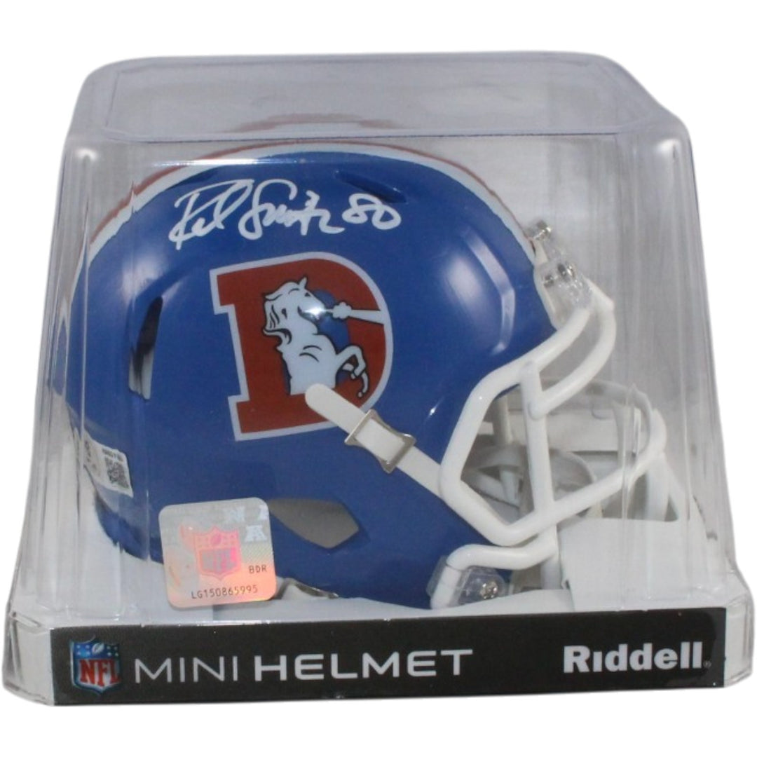 Rod Smith Autographed Denver Broncos TB 75-96 Mini Helmet Beckett Witness 56378