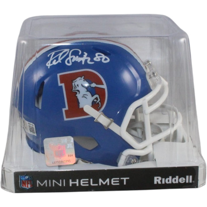 Rod Smith Autographed Denver Broncos TB 75-96 Mini Helmet Beckett Witness 56378