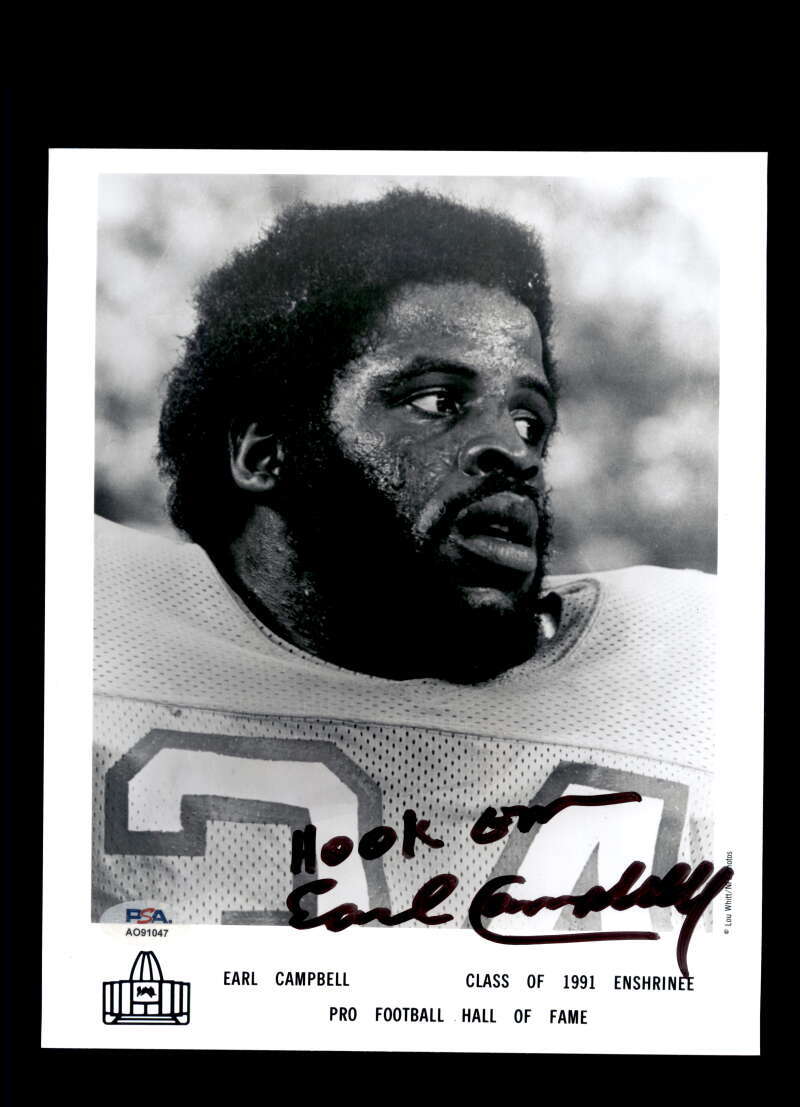 Earl Campbell PSA DNA Signed 8x10 Photograph Autograph