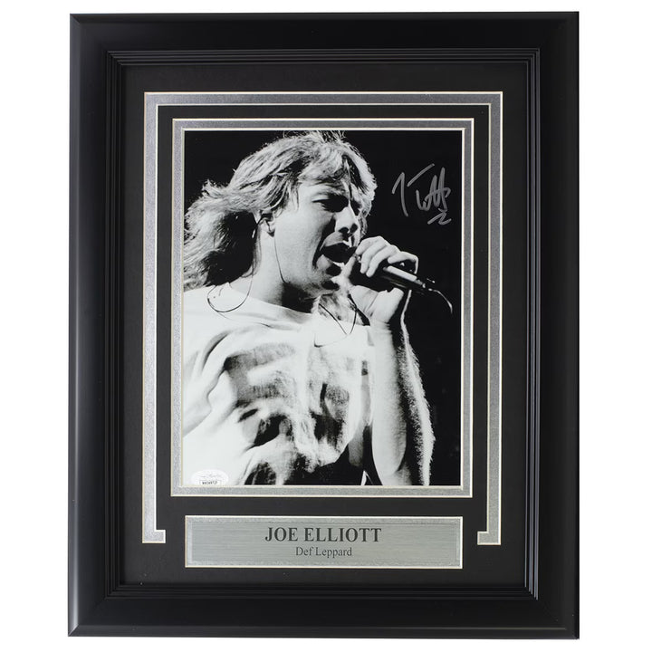 Joe Elliott Signed Framed 8x10 Black And White Def Leppard Photo JSA ITP