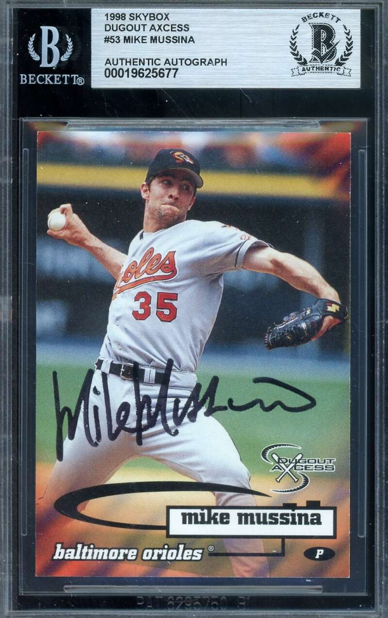 Mike Mussina Beckett BAS Signed 1998 Skybox Dugout Axcess Autograph