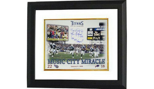 Kevin Dyson signed Titans 16X20 Photo MUSIC CITY MIRACLE 3-stat insc FRAMED- JSA