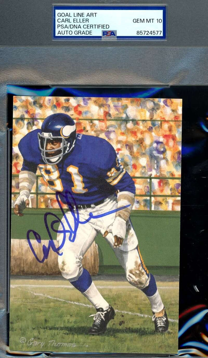 Carl Eller Gem Mint 10 PSA DNA Signed Goal Line Art Card GLAC Autograph