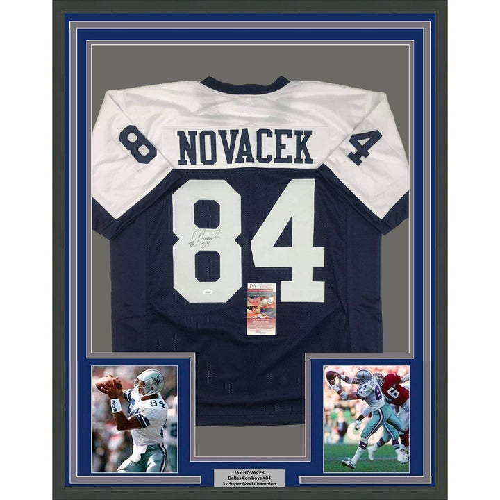 FRAMED Signed JAY NOVACEK 35x39 Dallas Thanksgiving Jersey JSA COA