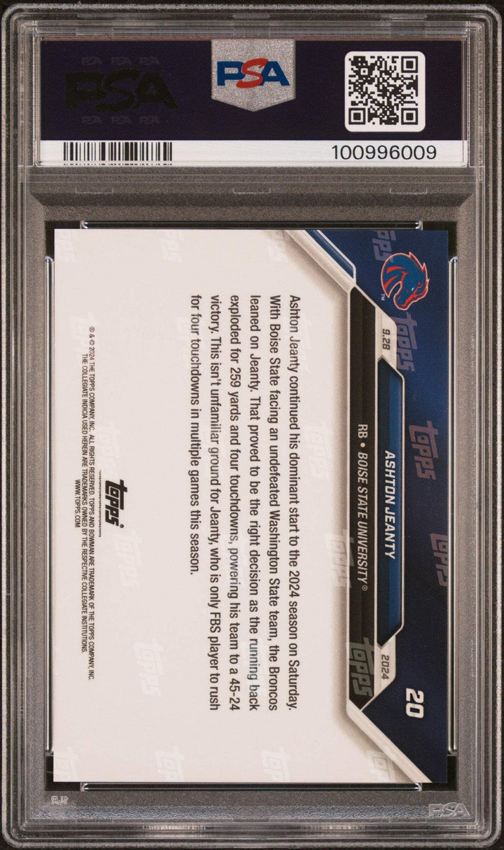 Graded 2024 Topps Bowman U Now Ashton Jeanty #20 Rookie RC Football Card PSA 10