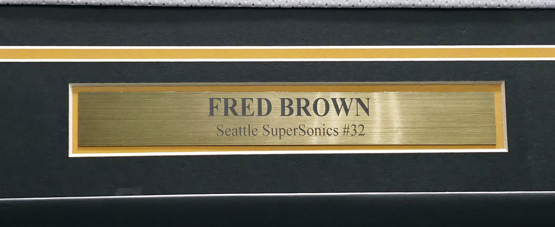 Seattle Supersonics Downtown Fred Brown Signed Framed White Jersey MCS Holo